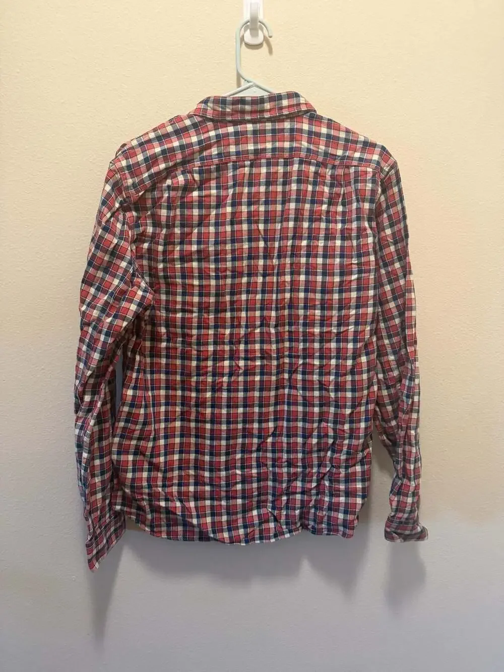 J. Crew Sportsmen's Outfitter Slim Fit Plaid Flannel Shirt Red White Blue Medium
